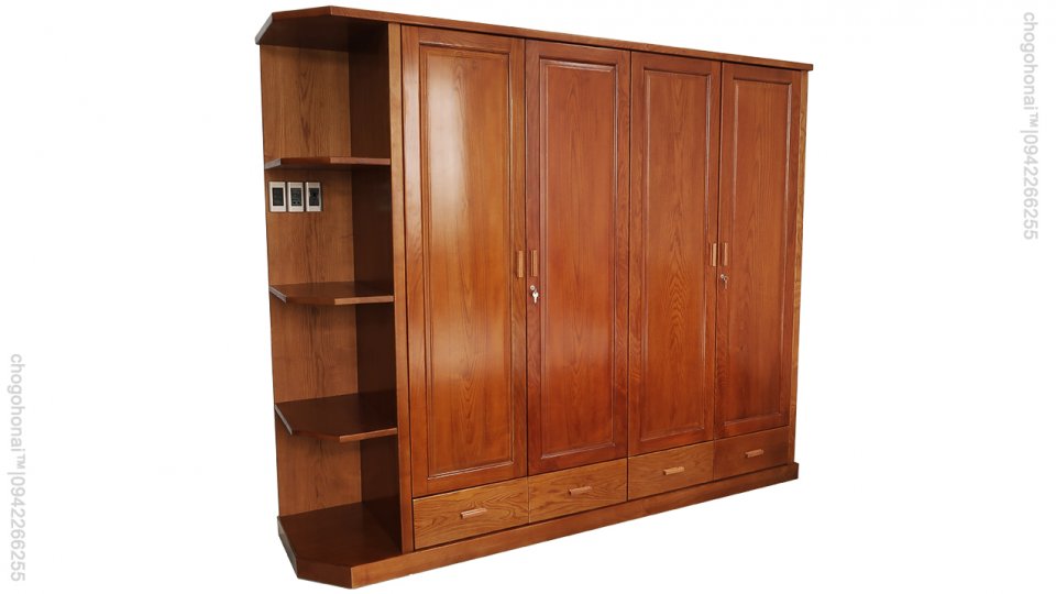 TỦ ÁO 4 CÁNH GỖ SỒI | HÀNG ĐẶT